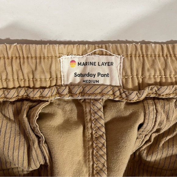 Marine Layer Tan Khaki Saturday Athletic Fit Pants Medium Drawstring Waist - Picture 7 of 12